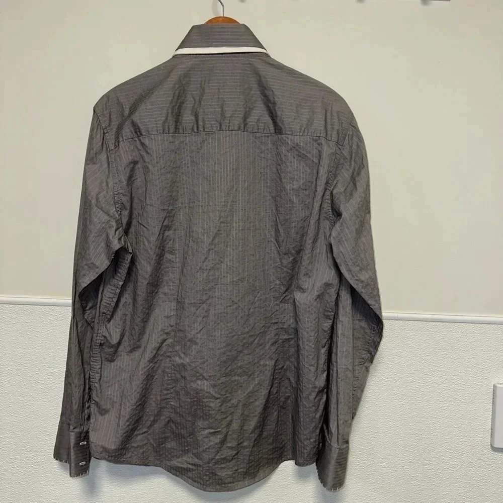 Men's Patroncito Button Down Dress Shirt, Gray, Size M - Picture 4 of 13